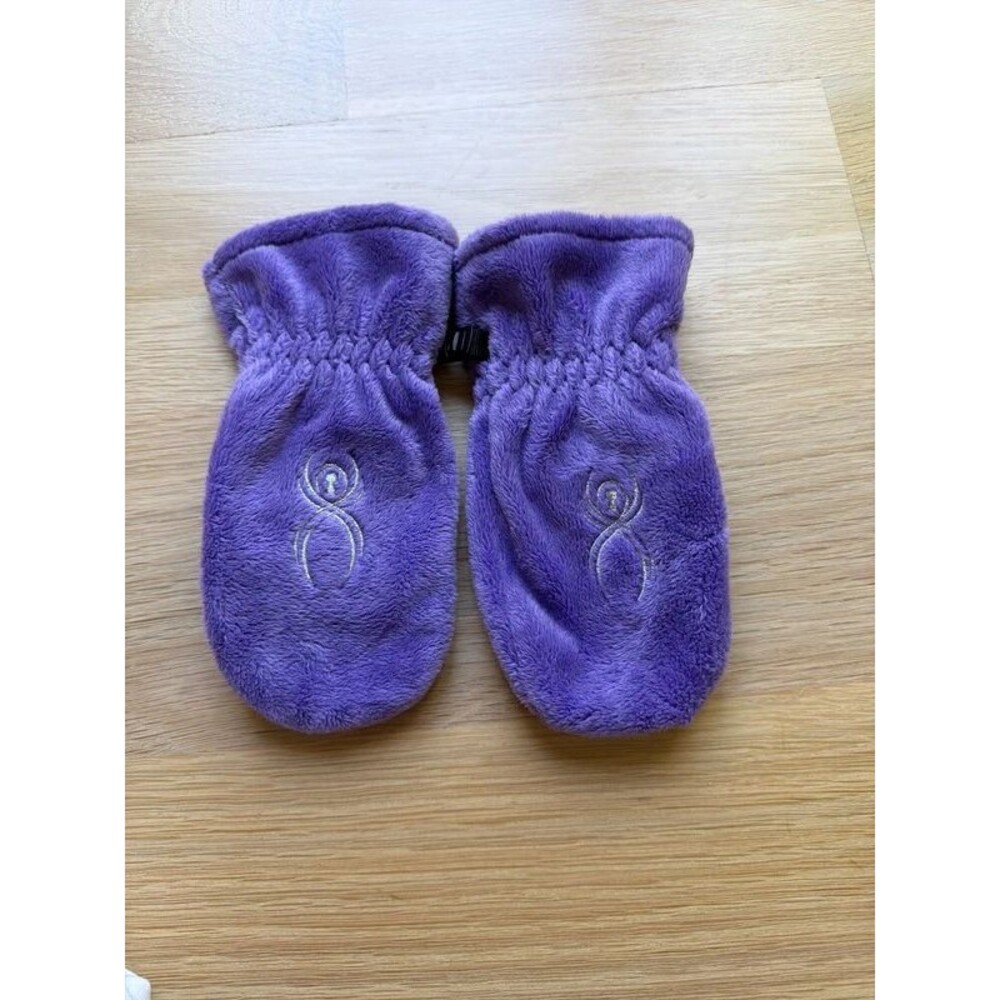 Spyder bunny little girls purple teddy fleece mittens size M